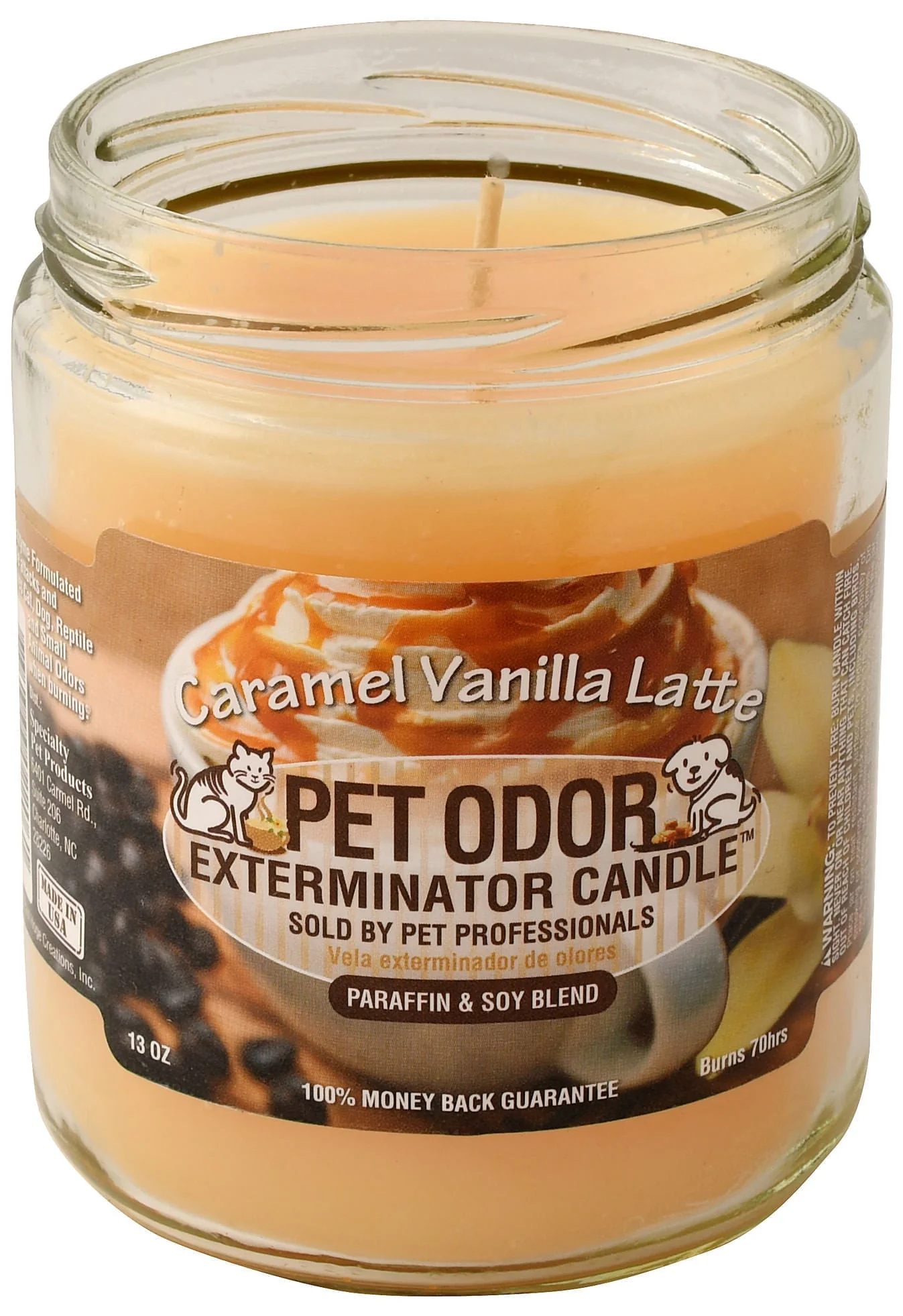 Pet Odor Exterminator Candle, Caramel Vanilla Latte, 13 oz - Healthber