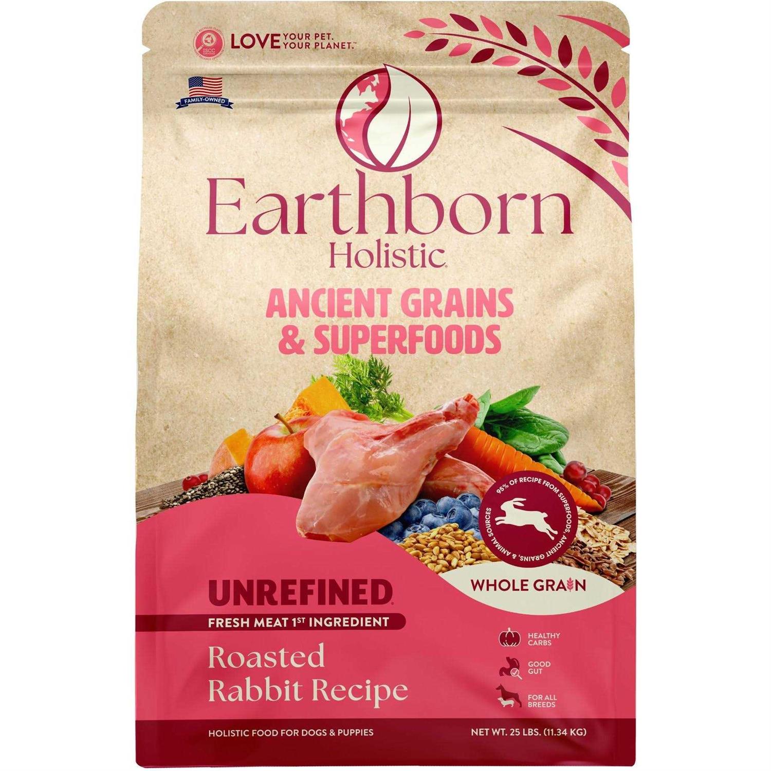 Earthborn Holistic Unrefined Roasted Rabbit with Ancient Grains & Superfoods Dry Dog Food - Healthber