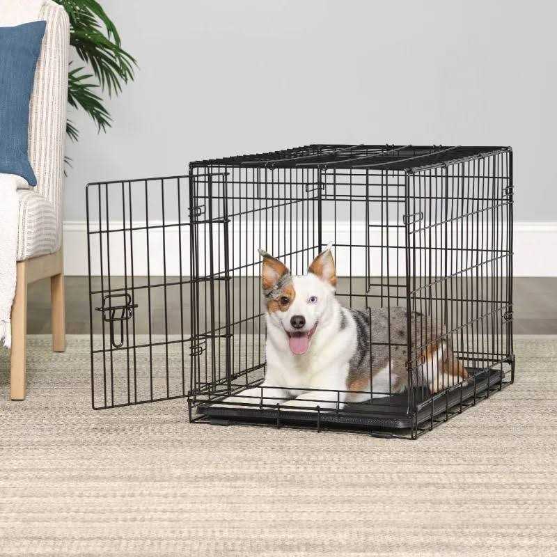 Vibrant Life Single Door Folding Metal Wire Dog Crate with Divider and Tray - Healthber