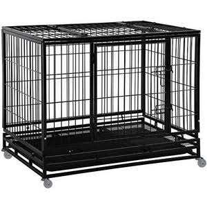 BestPet Dog Crate Cage for Large Dogs Heavy Duty Dog Kennel Pet Playpen for Training Indoor Outdoor with Plastic Tray Double Doors & Locks Design - Healthber
