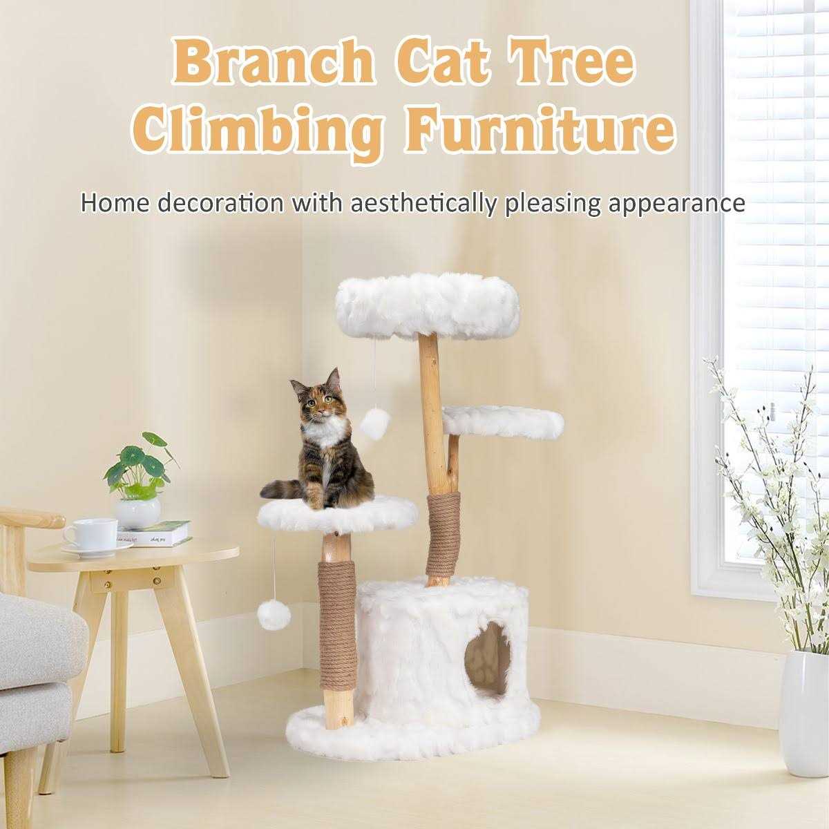 Coziwow Cat Tree Real Branch Luxury Cat Condo - Healthber