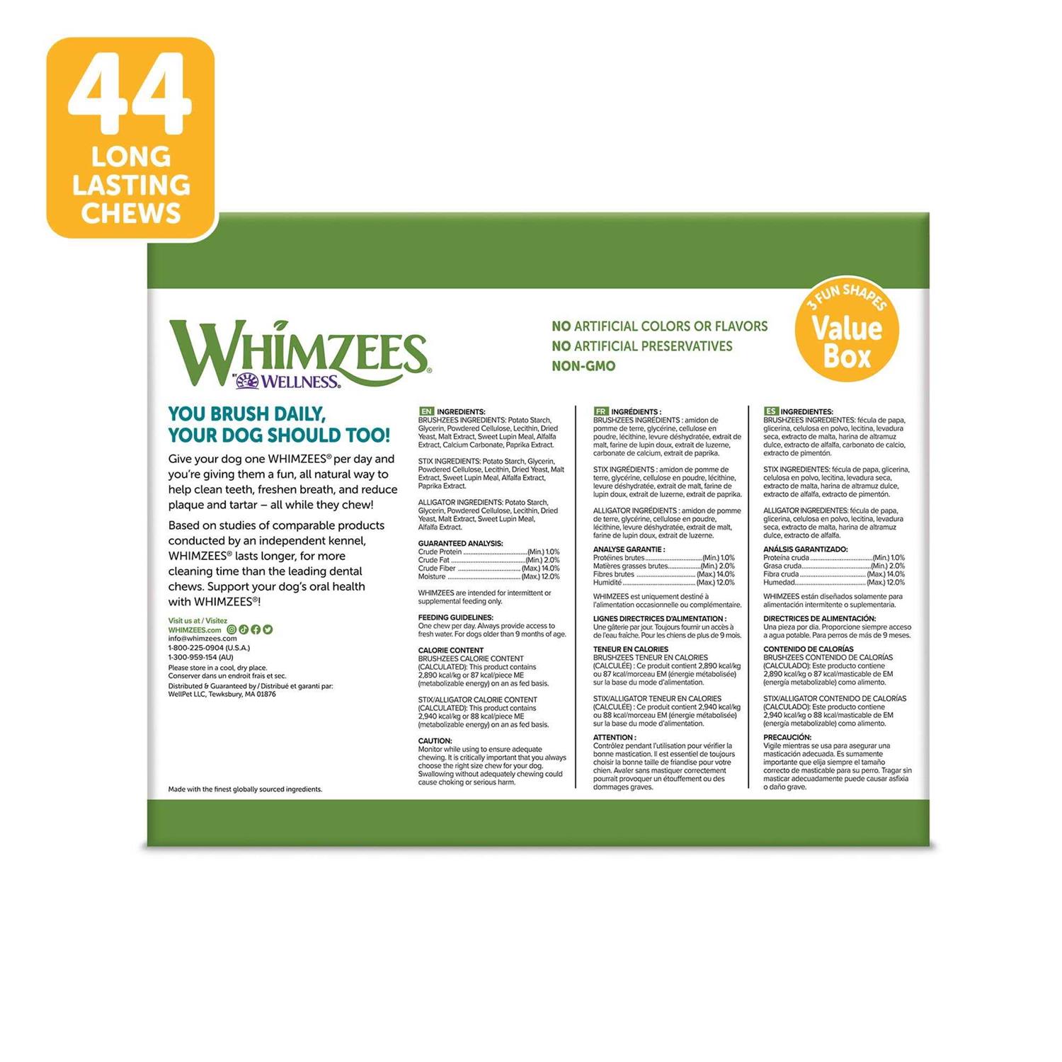 Whimzees Natural Dental Value Box Dog Treats - Healthber