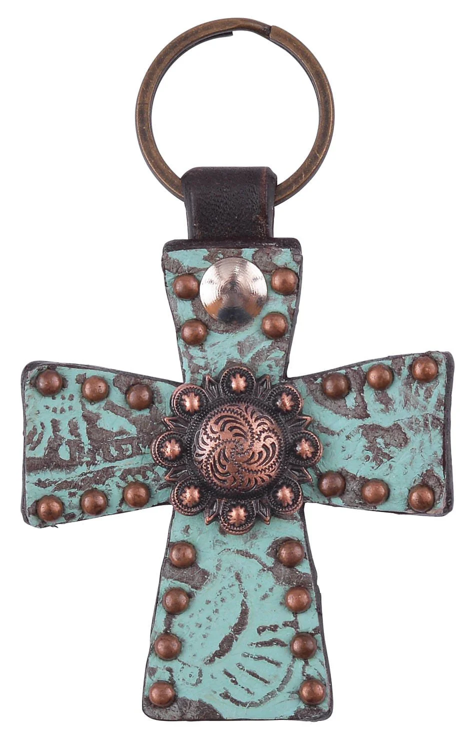 Circle Y Cross Key Chain, Turquoise - Healthber