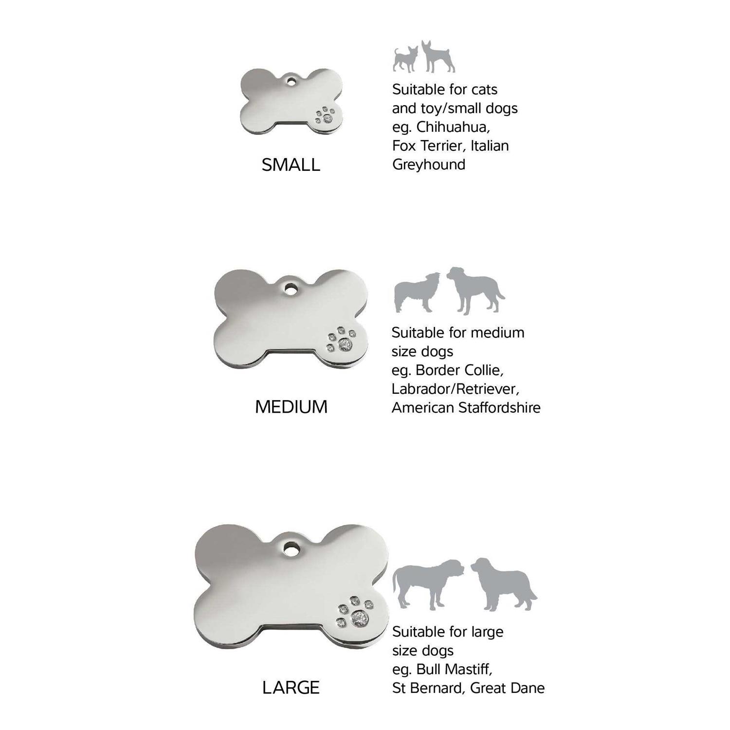 Red Dingo Diamante Pet ID Tag Bone - Healthber