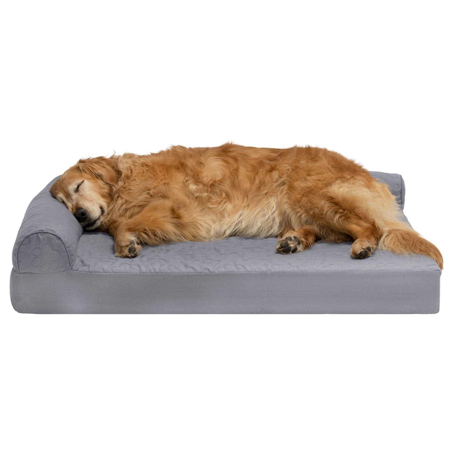 FurHaven Paw-Quilted Deluxe L-Chaise Dog Bed - Healthber