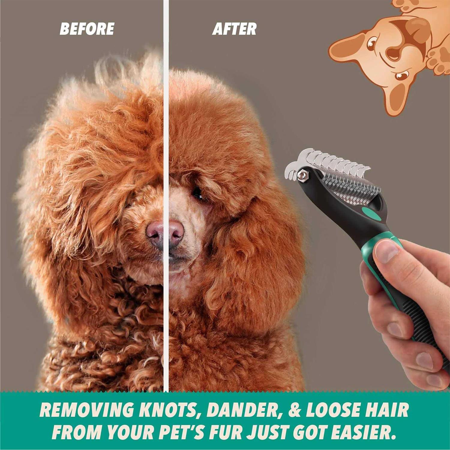 Say Goodbye to Shedding with Ruff ‘N Ruffus Professional Double-Sided Undercoat Rake Dog Brush for Dogs & Cats - Healthber