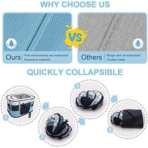 Carroza Portable Foldable Pet Playpen Collapsible Crates Kennel Playpen for Dog cat and Rabbit &Travel Playpen Outdoor or Indoor - Healthber