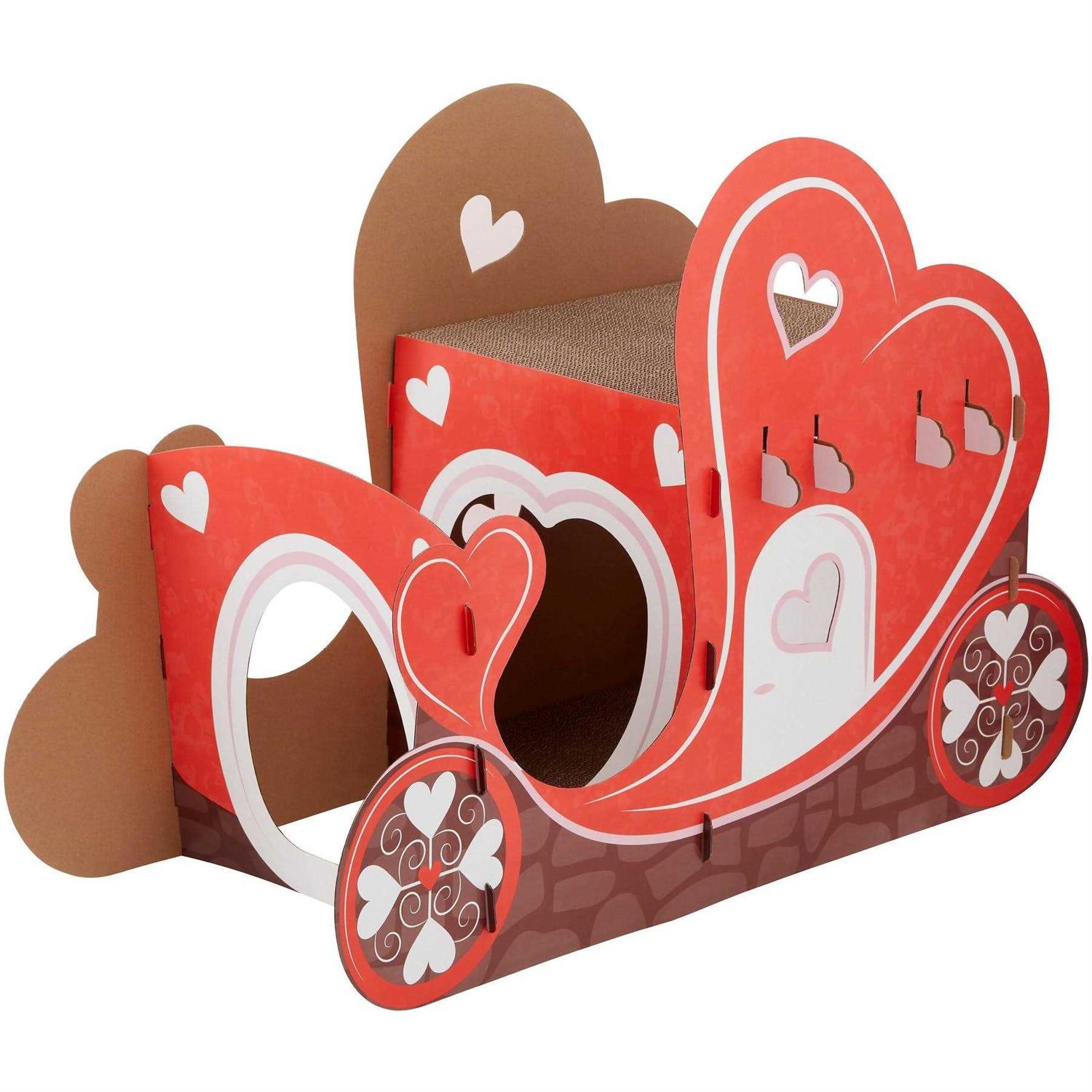 Frisco Valentine Love Carriage Cardboard Cat House - Healthber