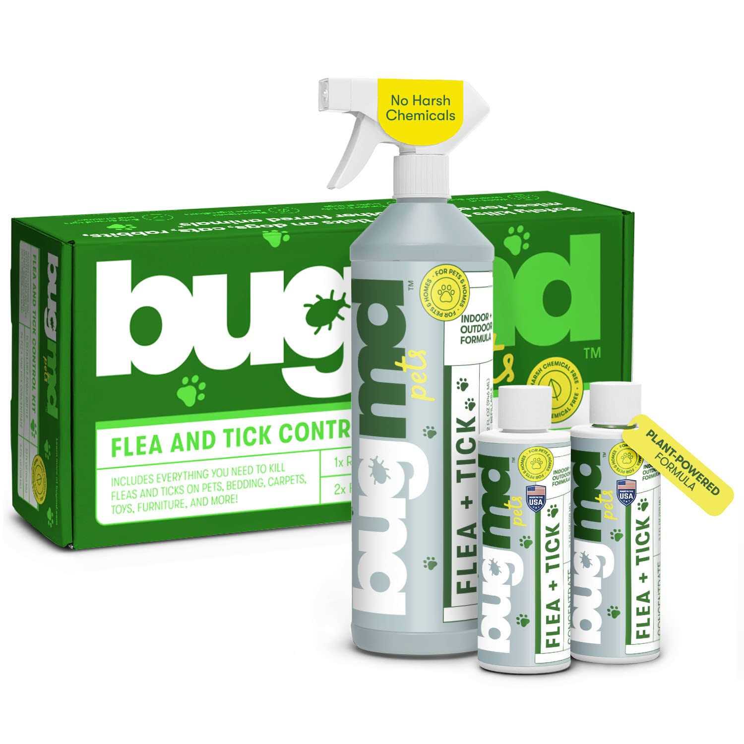 Bugmd Flea and Tick Concentrate Essential Oil-Powered Formula, Controls Fleas, Ticks, Mites in Dogs, Cats, and Other Furred - Healthber