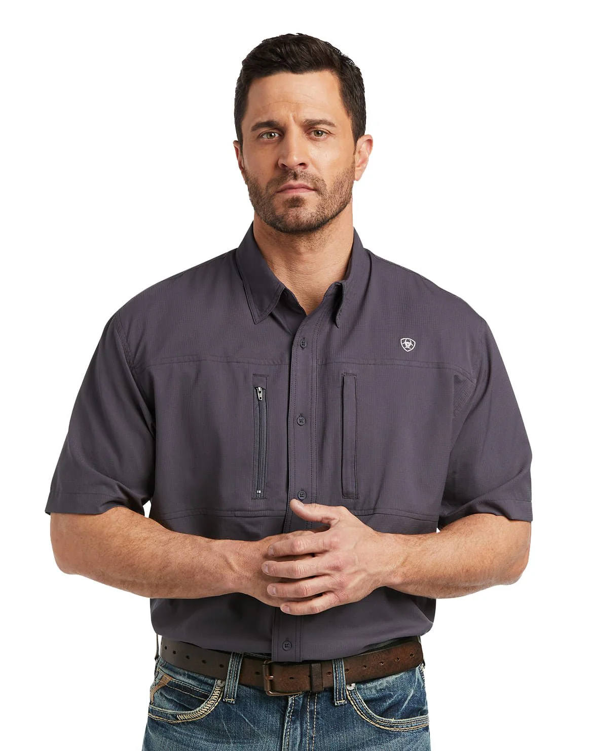 Men's VentTEK Classic Fit Short Sleeve Shirt, Charcoal - Healthber