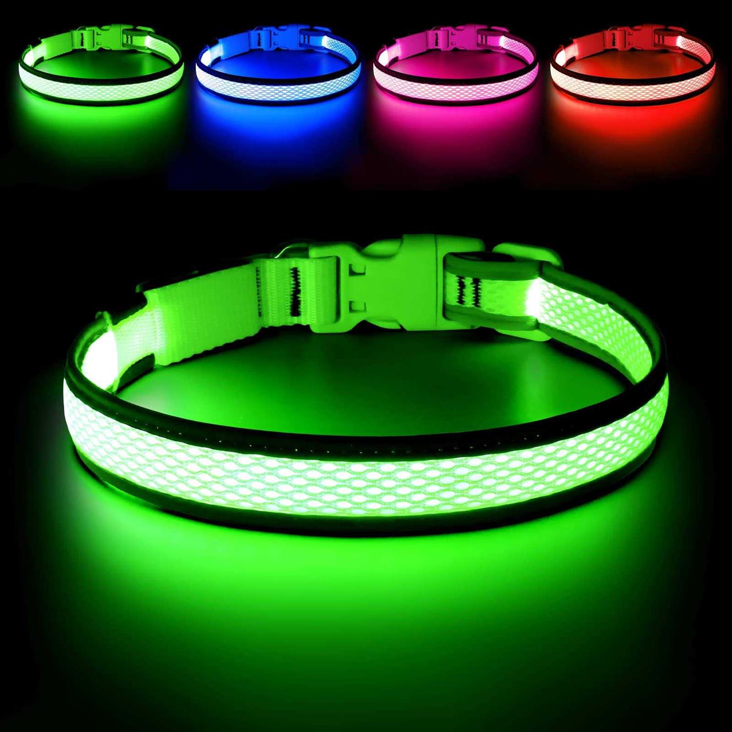 Flashseen LED Dog Collar USB Rechargeable Light Up Dog Collar Lights - Healthber
