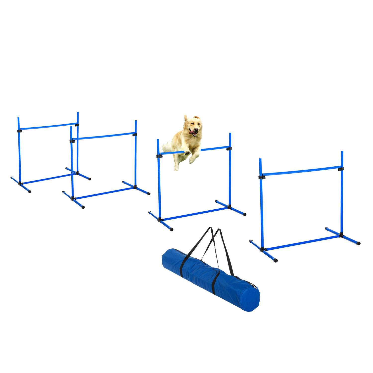 Pawhut 4 Piece Dog Agility Equipment with Adjustable Height Jump Bars - Healthber
