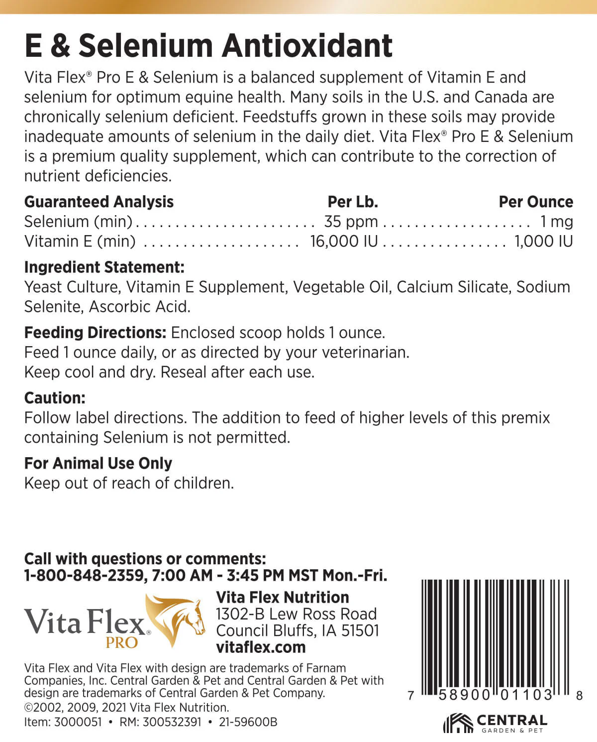 Vita Flex E and Selenium Supplement for Horses, Balanced Essential Antioxidants - Healthber