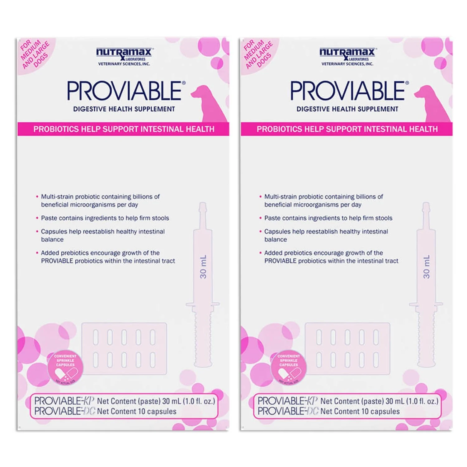 Nutramax Proviable-KP/DC Kit for Medium and Large Dogs, 30 mL Paste/10 Capsules - Healthber