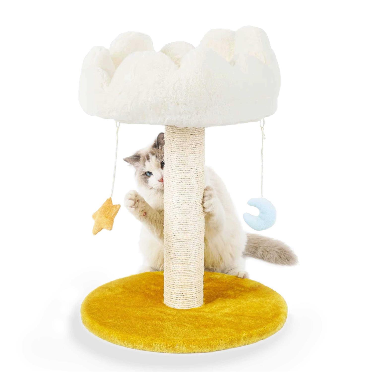 Happi N Pets Cloud Cat Scratching Post with Bed Cat Tree Tower for Indoor Cats - Healthber