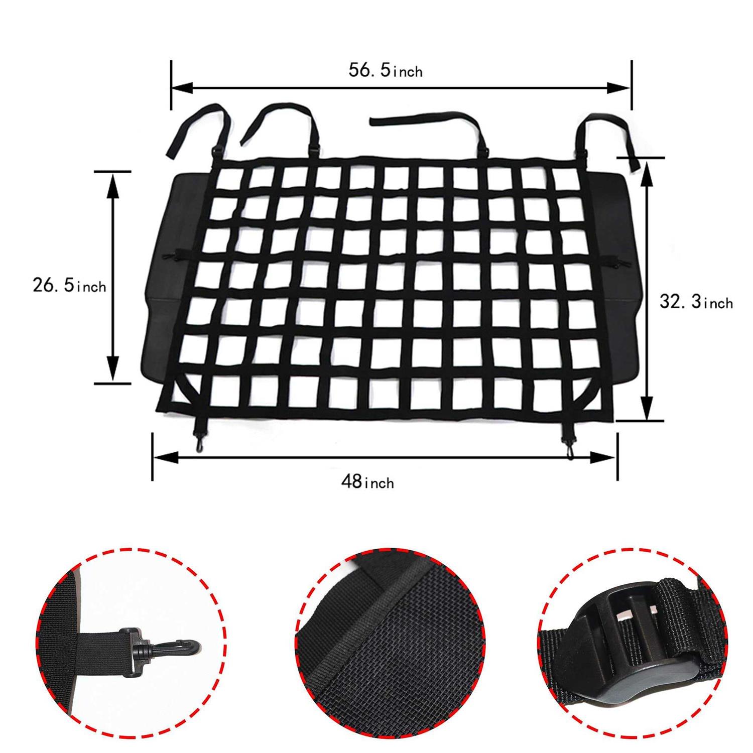 BESTAOO Pet Net Vehicle Safety Mesh Dog Barrier for Jeep Wrangler JK JL 4-Door 2007-2024 - Healthber