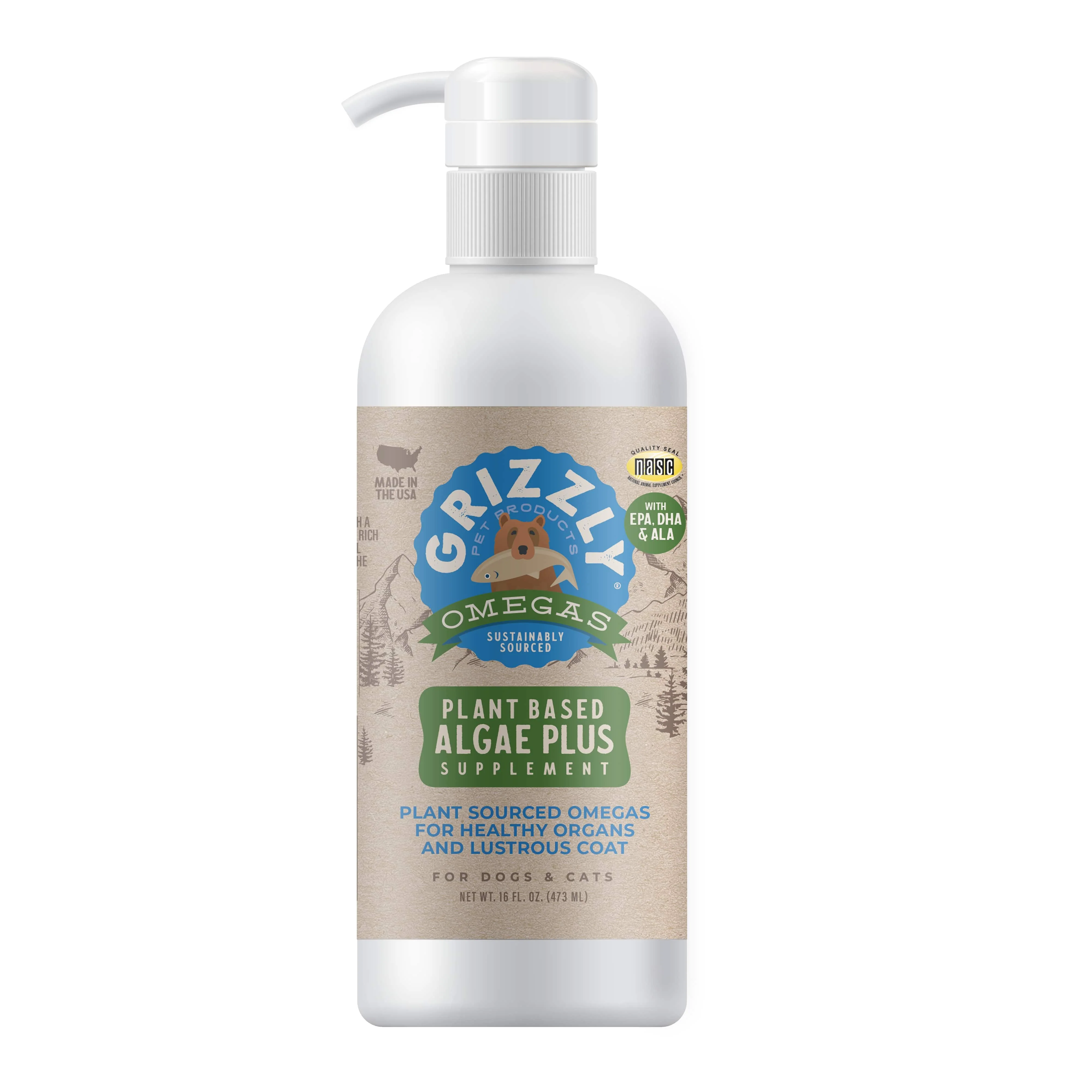 Grizzly Algal Plus Omega 3-6-9 Food Supplement for Dogs and Cats - Healthber