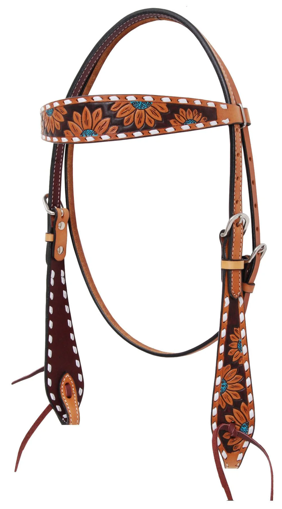 Rafter T Turquoise Sunflower Browband Headstall - Healthber