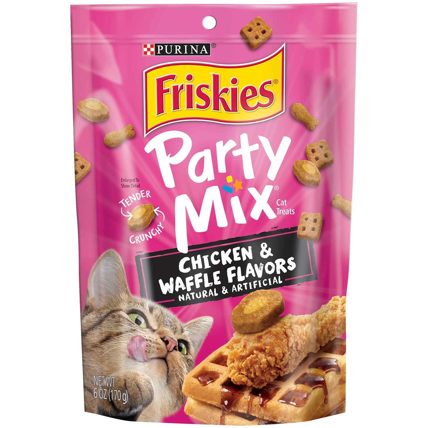 Friskies Cat Treats Party Mix Chicken & Waffle Flavors - Healthber