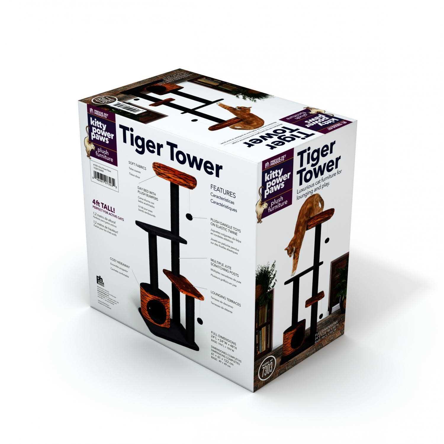 Prevue Pet Products Kitty Power Paws Tiger Tower - Healthber
