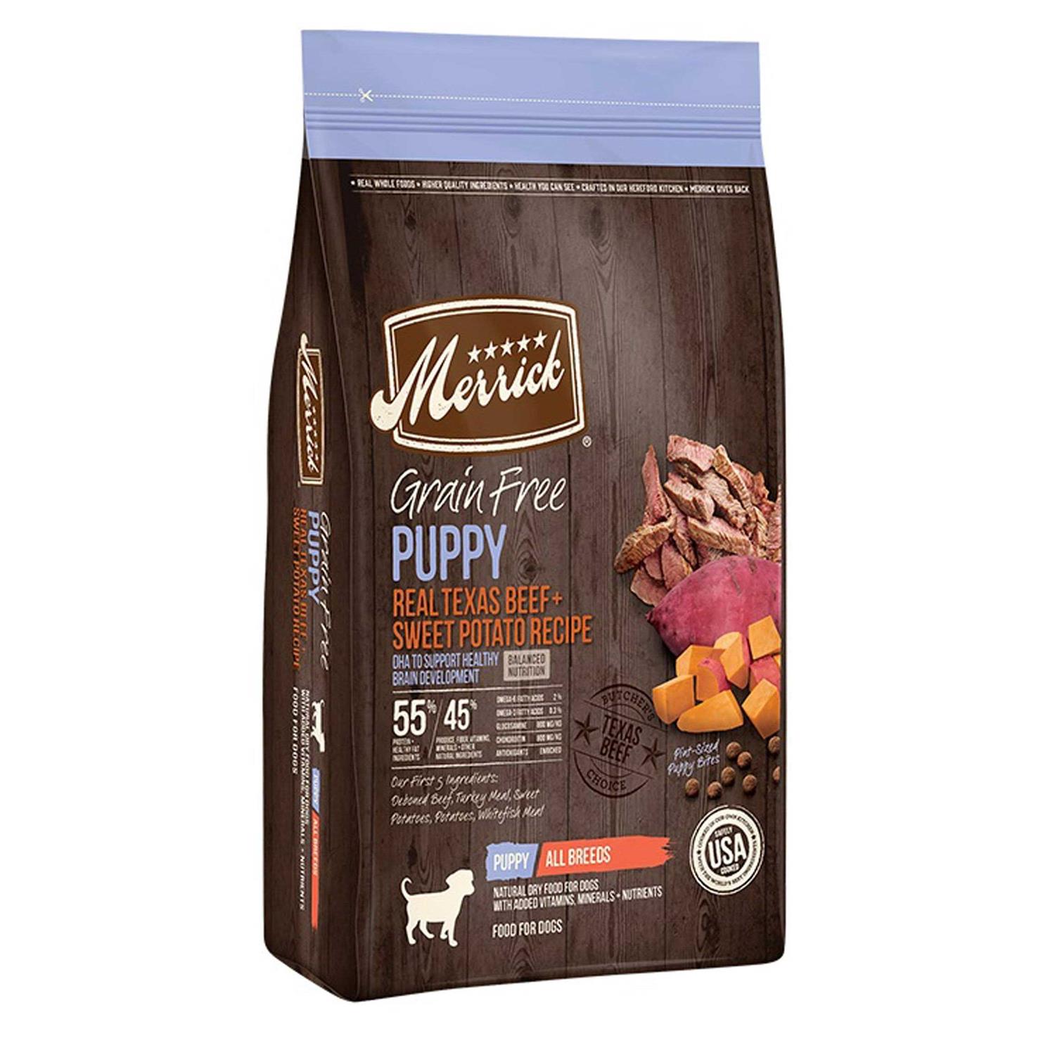 Merrick Grain Free Real Beef & Sweet Potato Puppy Recipe Dry Dog Food - Healthber