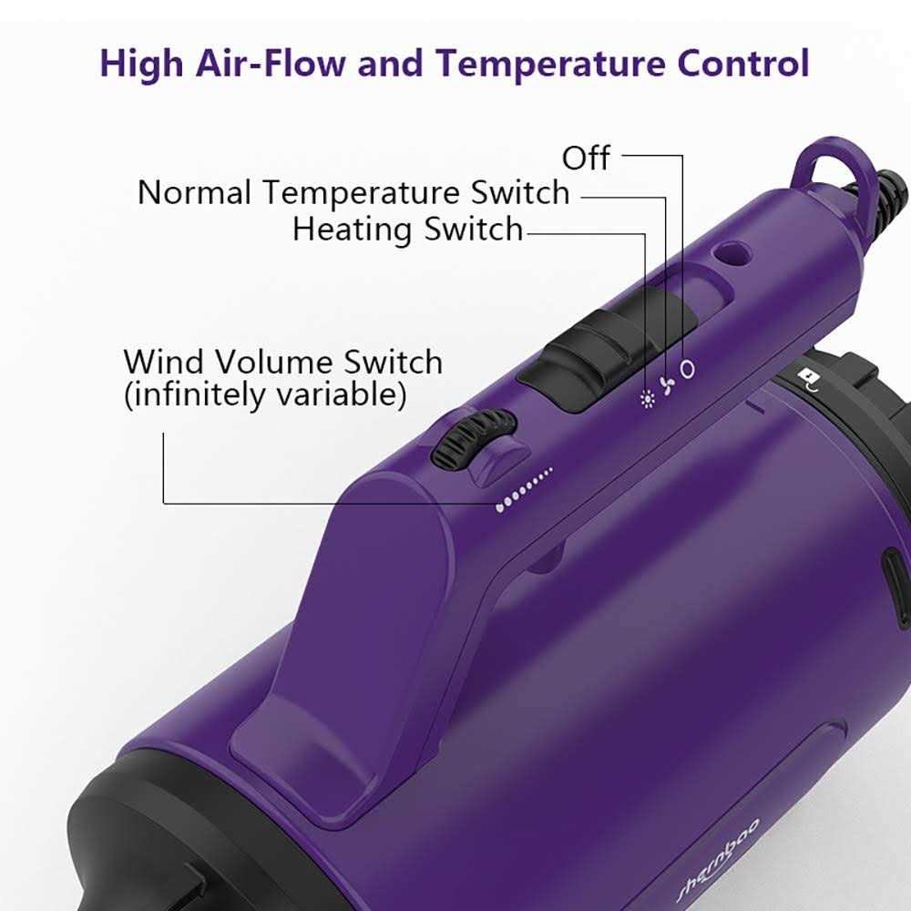 shernbao Dog Dryer High Velocity Professional Dog/Pet Grooming Force Hair Dryer/Blower - Healthber