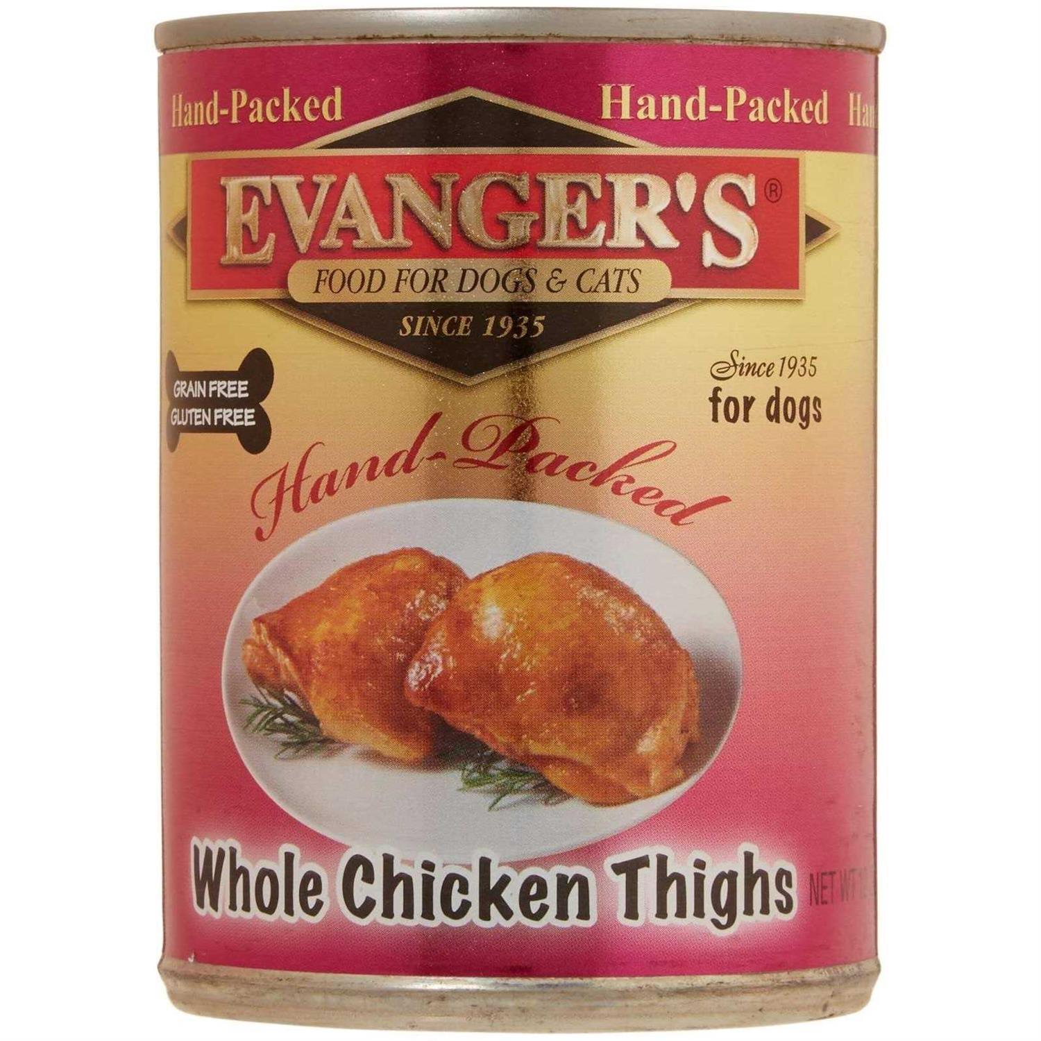 Evanger&s Grain-Free Hand Packed Whole Chicken Thighs Canned Dog Food - Healthber