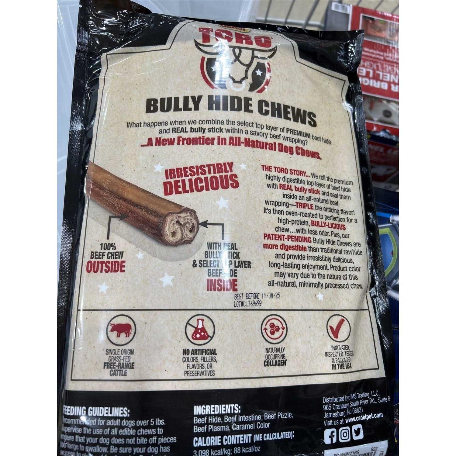 Cadet Toro Bully Hide Sticks All-Natural Dog Chews - Healthber