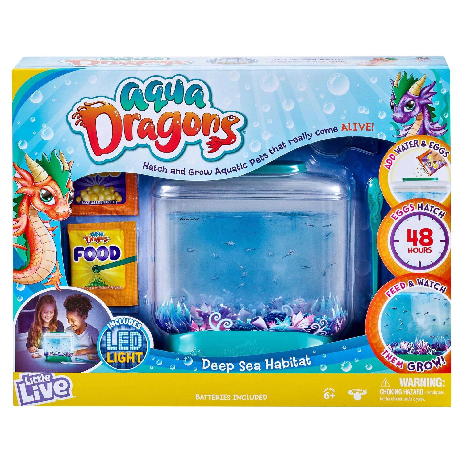 Little Live Aqua Dragons Deep Sea Habitat LED Light Up Tank Hatch and Grow Aquatic Pets - Healthber