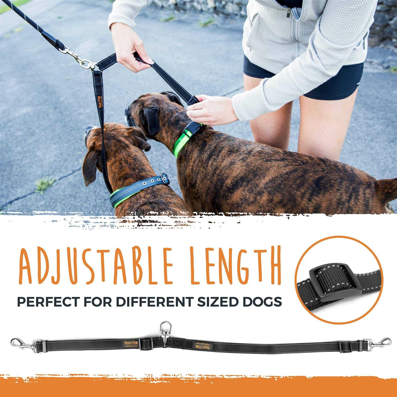 Mighty Paw Adjustable Double Dog Leash - Healthber