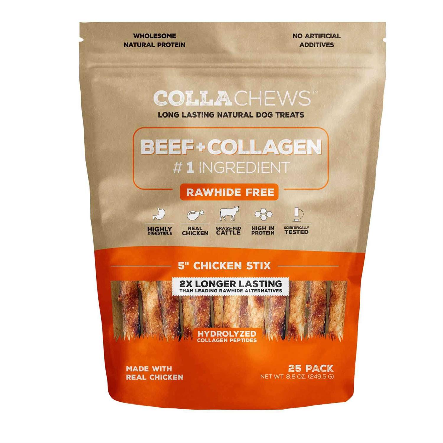 Collachews Beef + Collagen Rawhide Free 5 Stix Dog Treat - Healthber