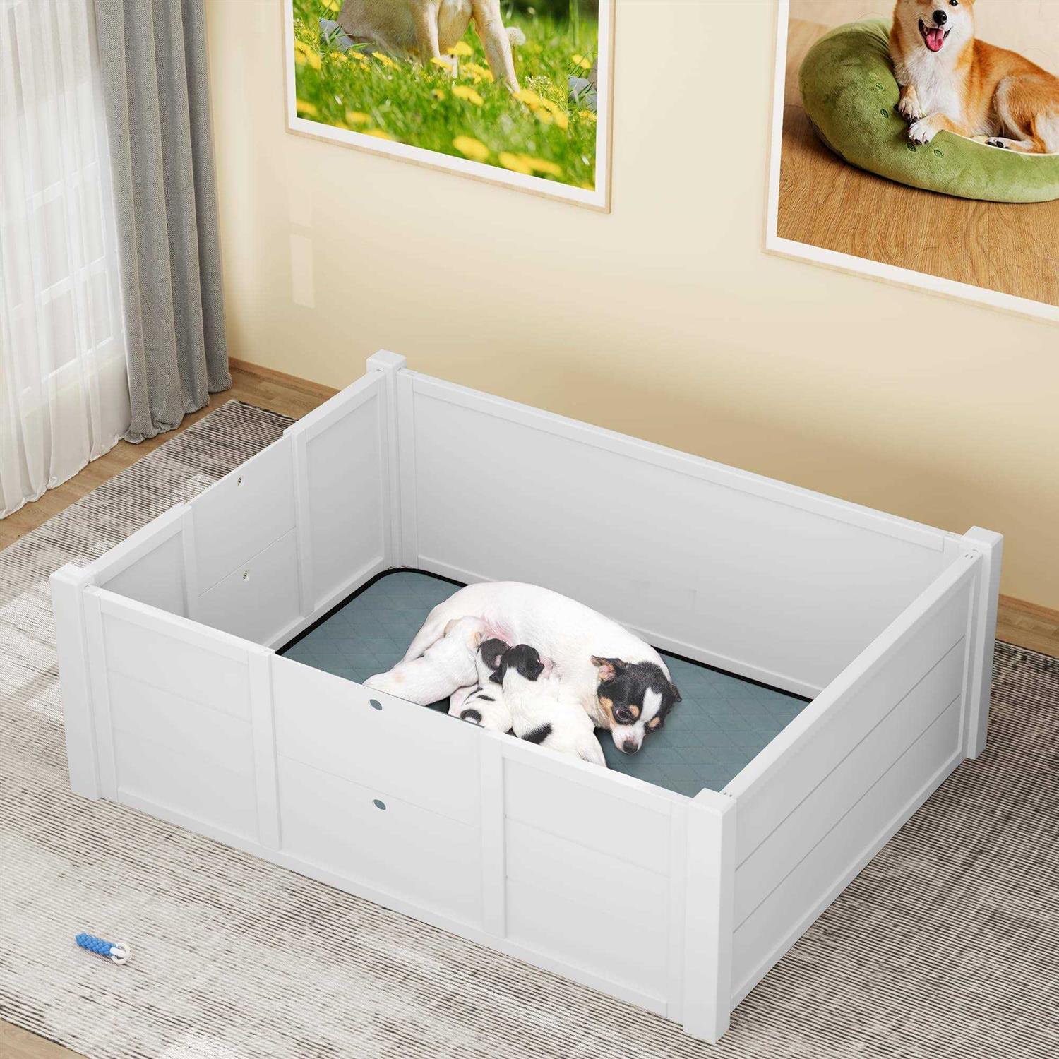 YITAHOME Whelping Box for Dogs Pee L×39.4″ W Indoor Wooden Dog Pen Large Medium Small Dogs - Healthber