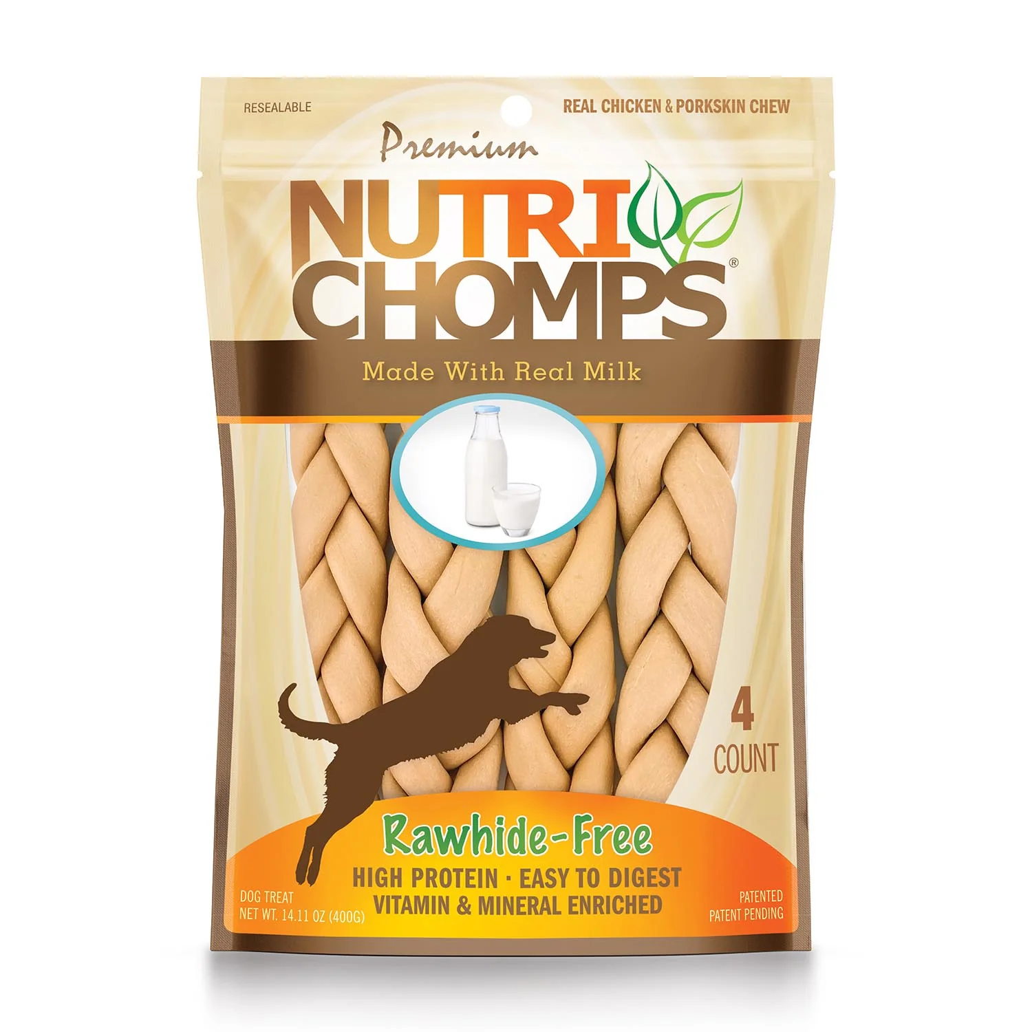 NutriChomps 4ct 9�� Milk Flavor Braid - Healthber