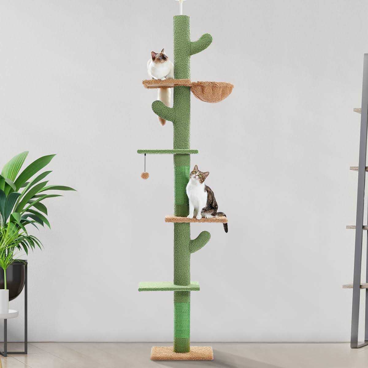 PAWZ Road Cactus Cat Tree Floor to Ceiling Cat Tower with Adjustable Height - Healthber