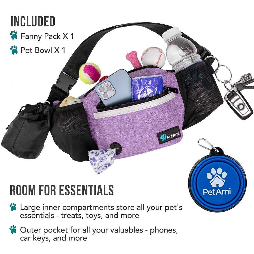 Petami Dog Fanny Pack Treat Pouch for Dog Walking Training Built in Poop Bag Dispenser - Healthber