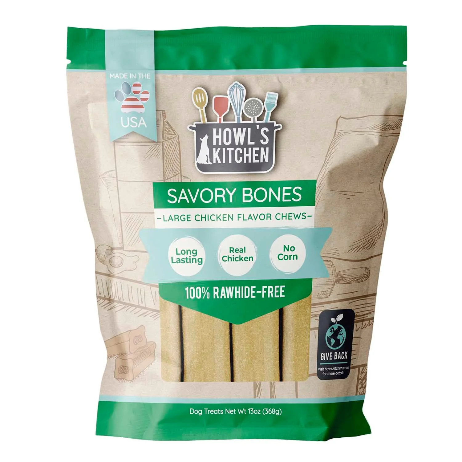 Howl's Kitchen Large Chicken Savory Bones, 13oz - Healthber