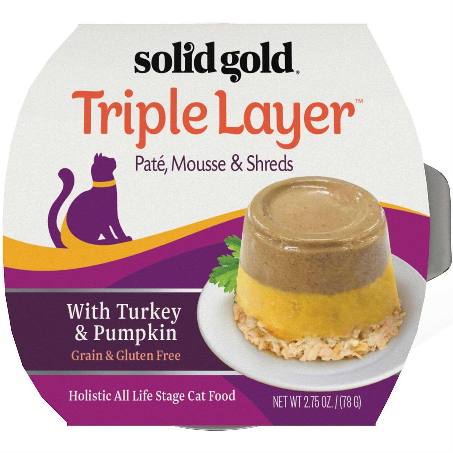 Solid Gold Triple Layer Pate Mousse & Shreds Pumpkin Cat Food - Healthber
