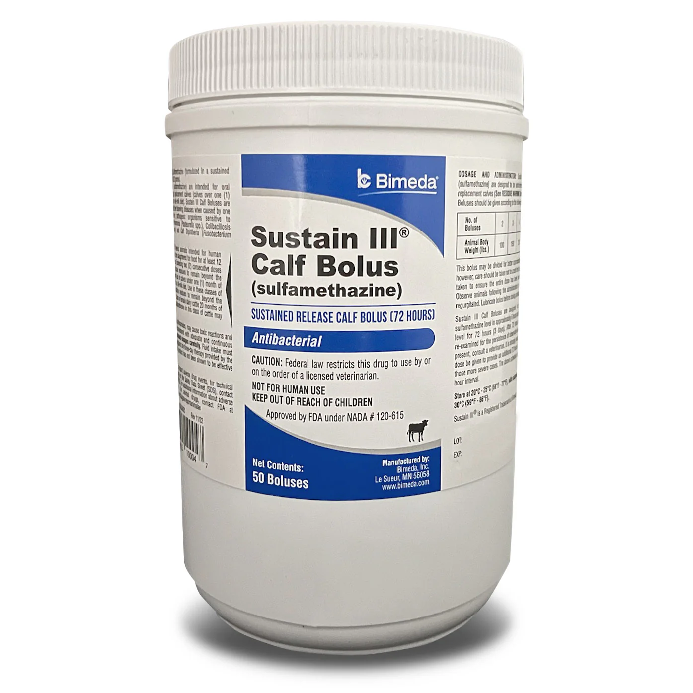 Rx Sustain III Bolus (sulfamethazine) Sustained Release Bolus (72 Hours) for Calves, 50 ct - Healthber