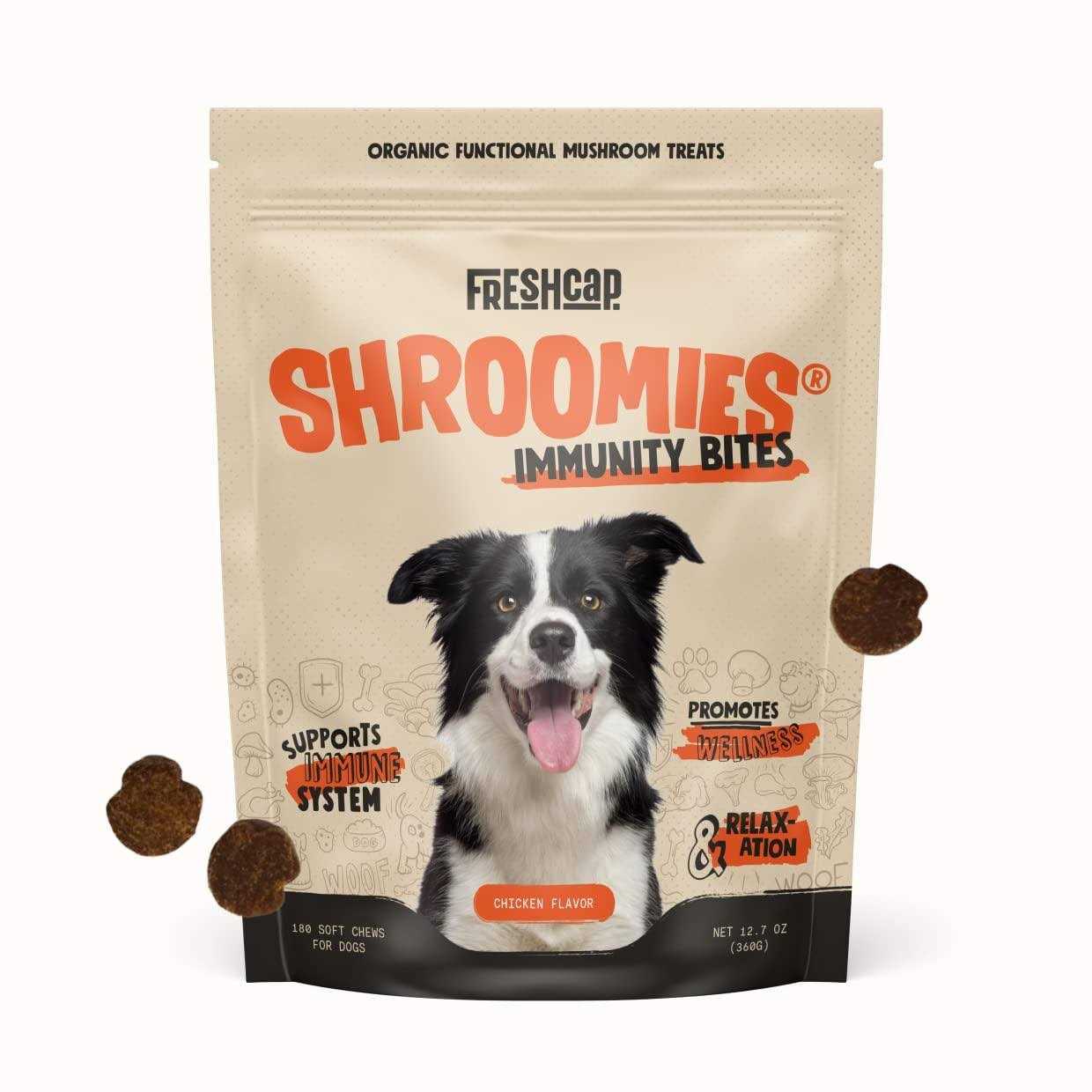 FreshCap Mushrooms Shroomies Organic Mushroom Complex for Dogs Turkey Tail, Lions Mane - Healthber