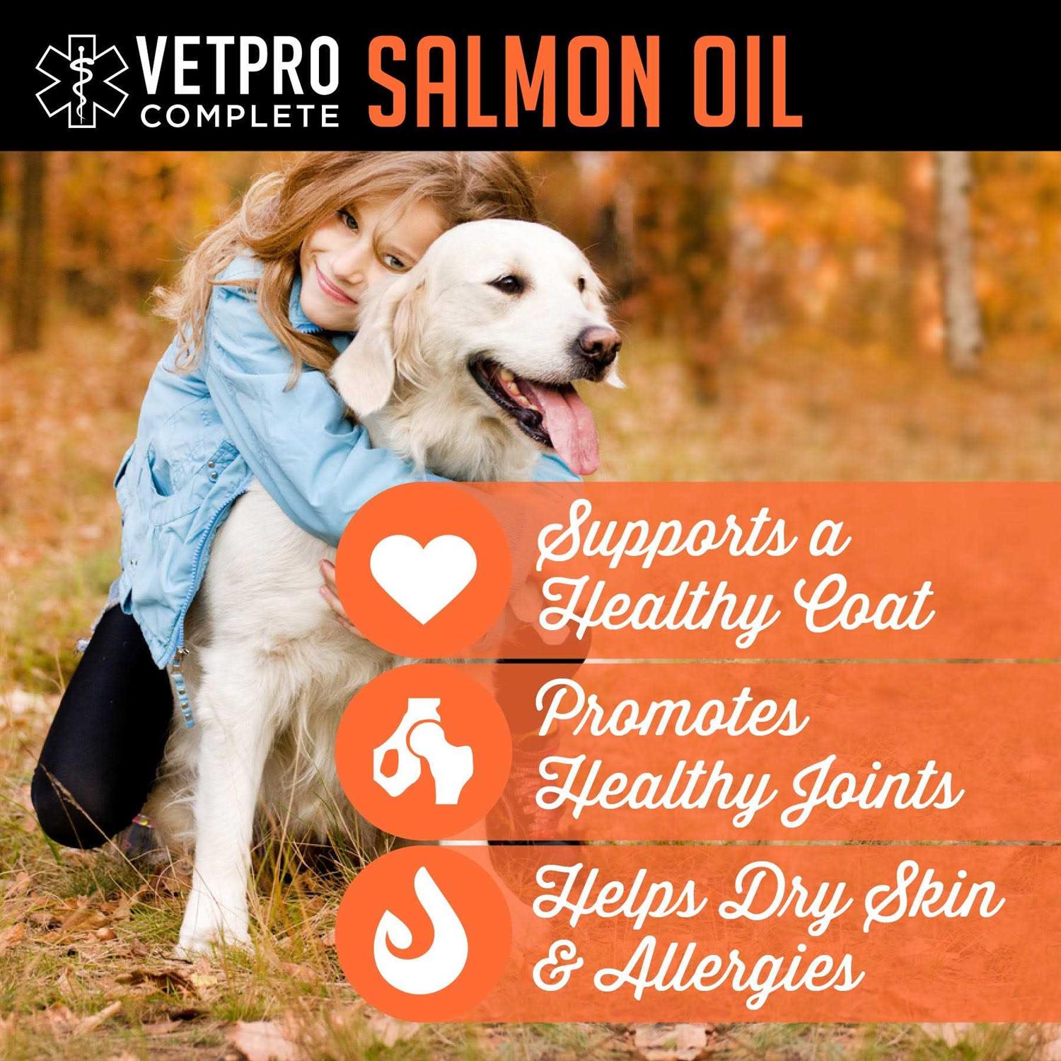 VetPro Complete VetPro 100% Pure Wild Alaskan Salmon Oil Supplement for Dogs & Cats 16 Ounces - Healthber