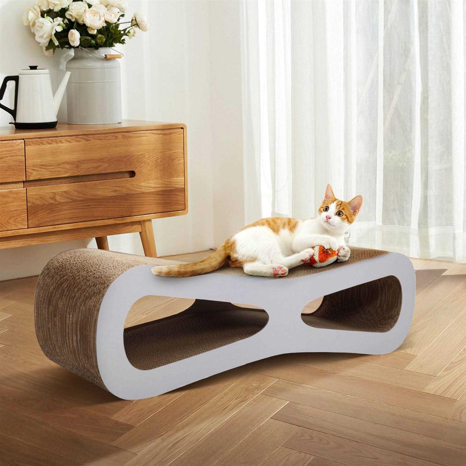 Coziwow by Jaxpety Lounge Cardboard Scratcher Cat Toy with Catnip - Healthber