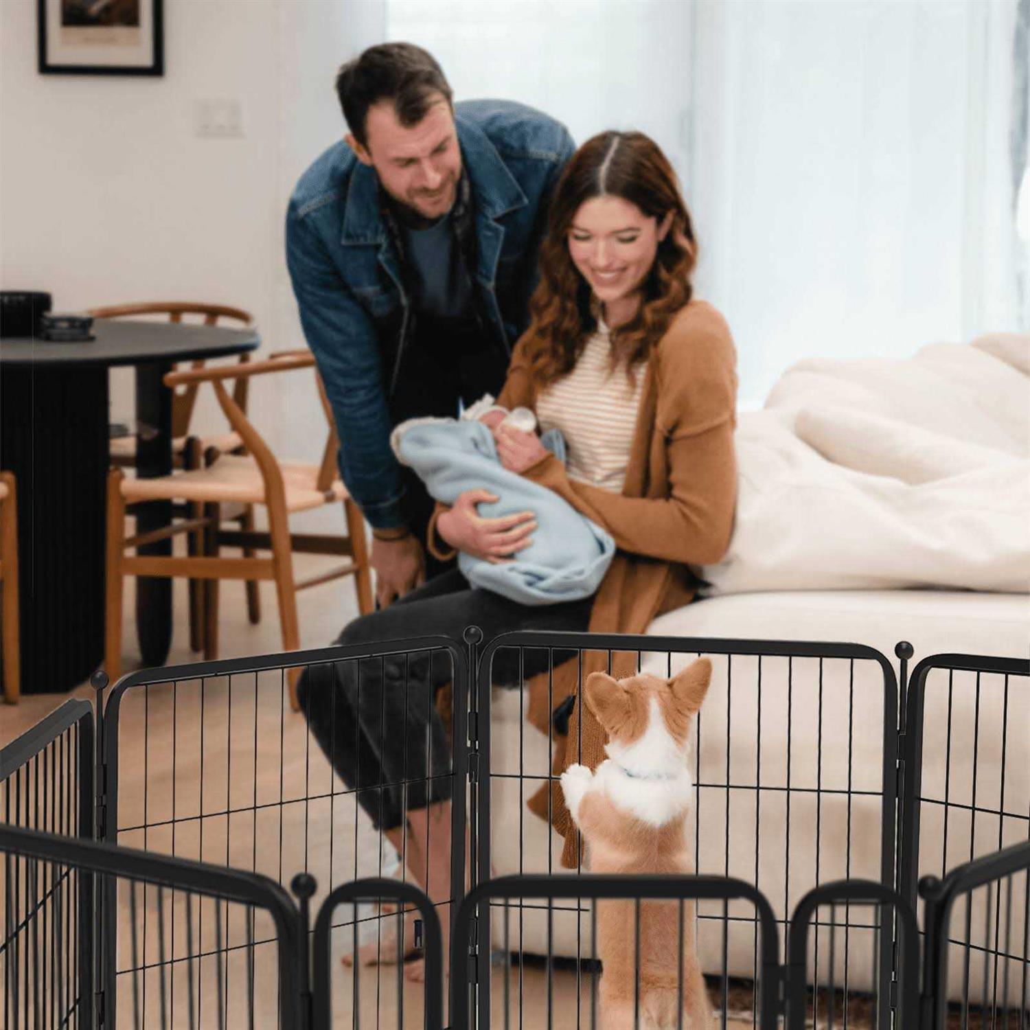 Fxw HomePlus Dog Playpen Indoor Panels 24 inch Height Dog Fence Exercise Pen for small Dogs, inside Pet Puppy Playpen with Silicone Foot Pads and - Healthber