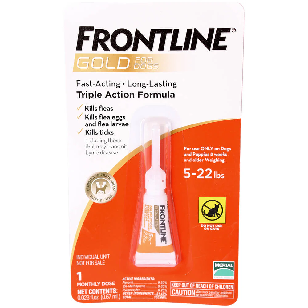 Frontline Gold for Dogs, 5-22 lbs, Single - Healthber
