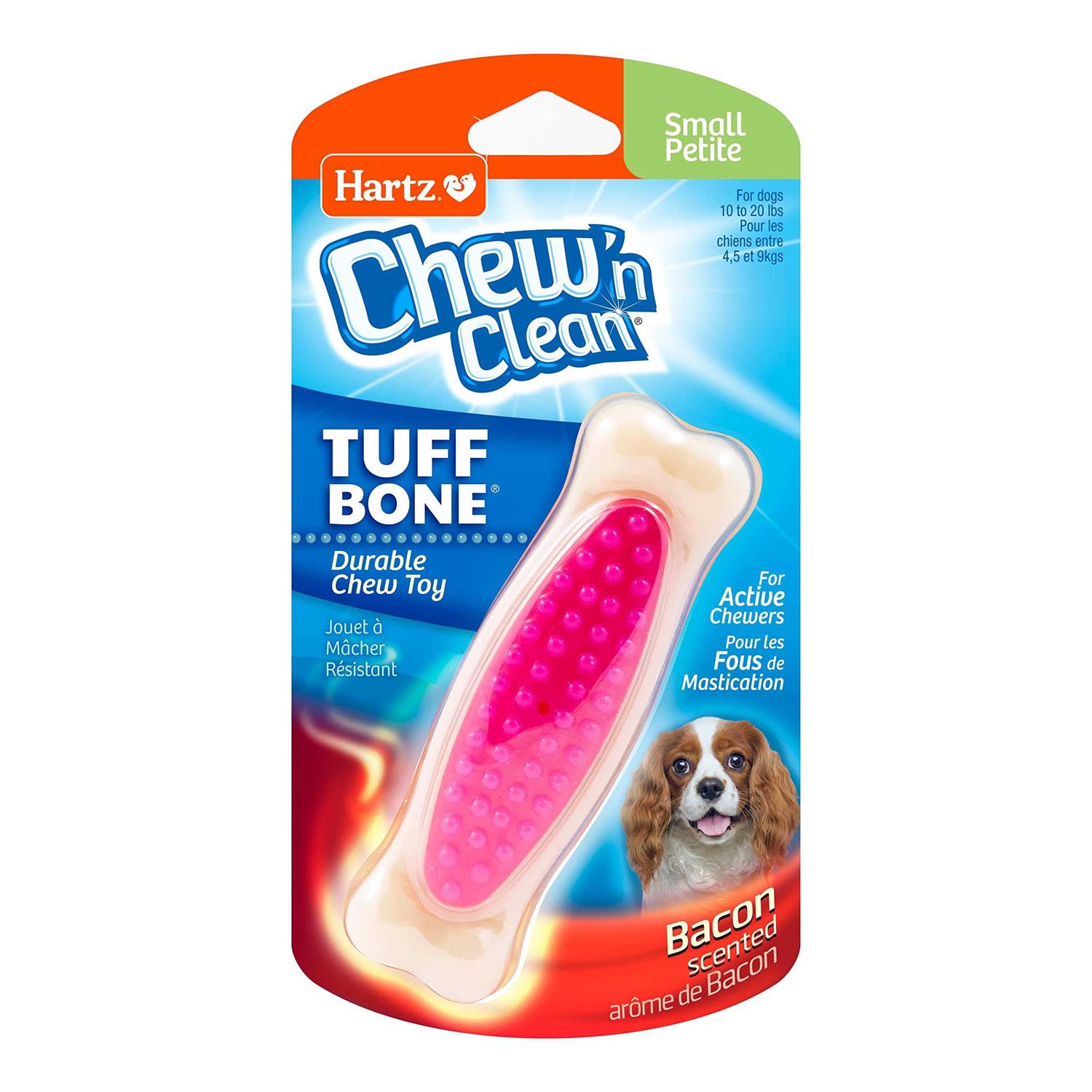 Hartz Chew ‘n Clean Tuff Bone Dog Chew Toy, Small, Color May Vary - Healthber