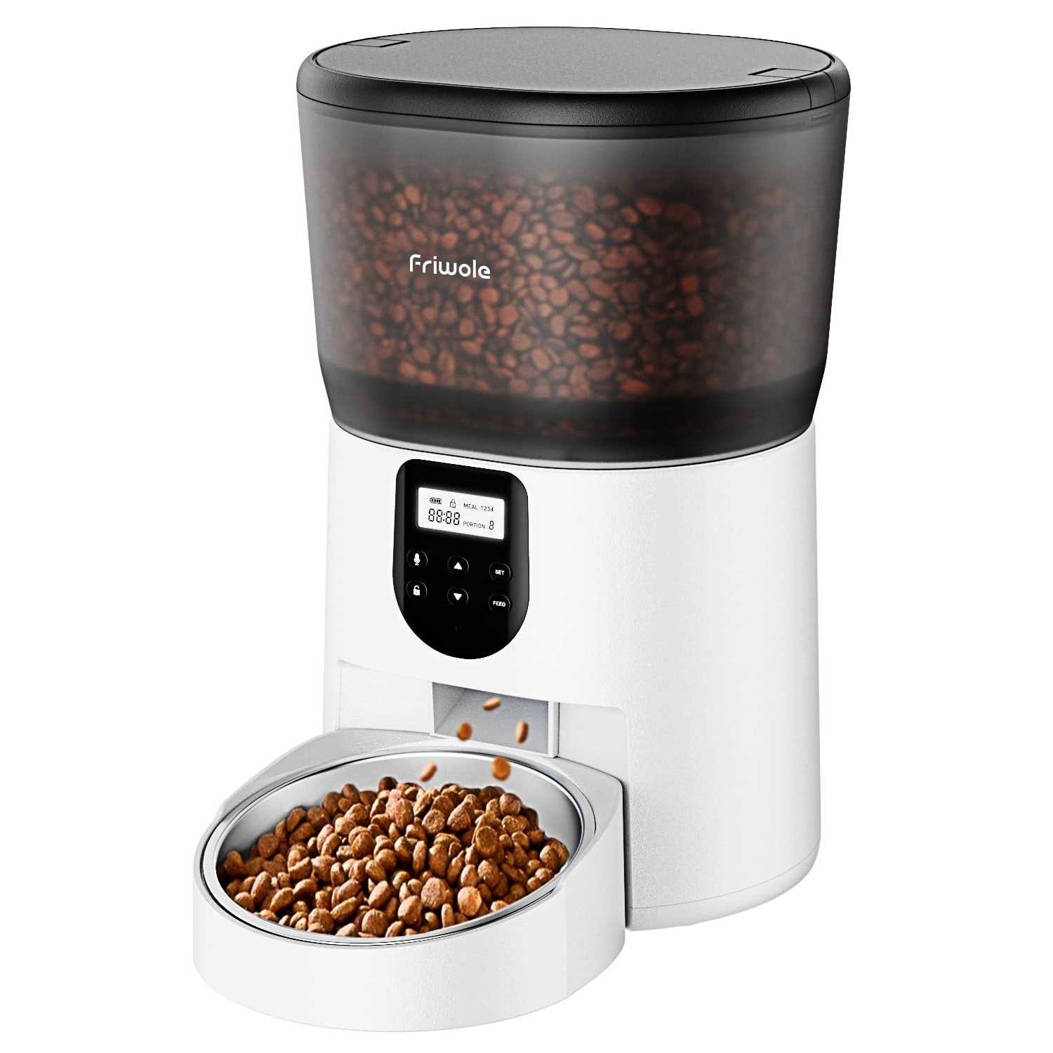 FRIWOLE Automatic Cat Feeders for Two Cats FRIWOLE 6L Automatic Cat Food Dispenser with Double Bowls - Healthber