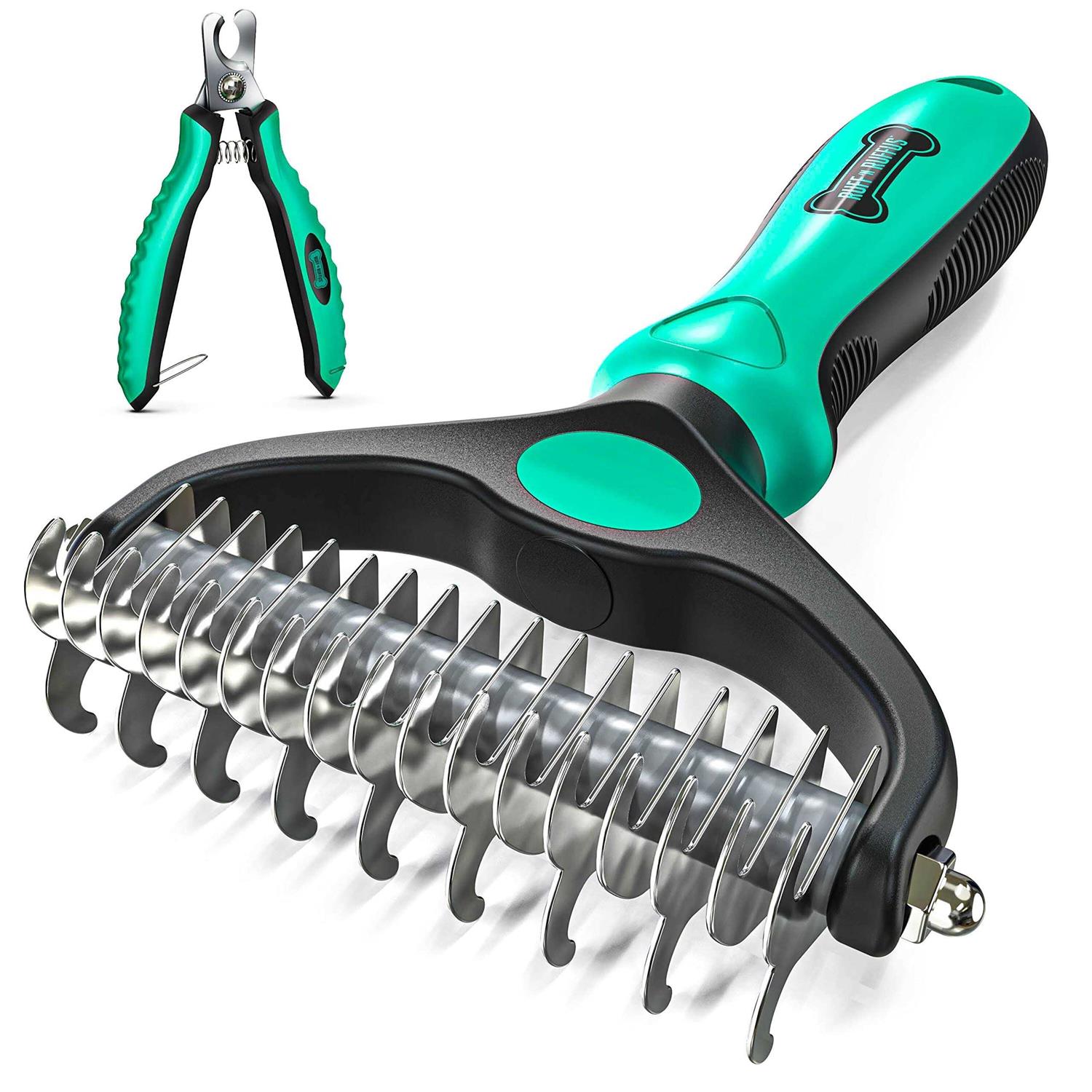 Say Goodbye to Shedding with Ruff ‘N Ruffus Professional Double-Sided Undercoat Rake Dog Brush for Dogs & Cats - Healthber