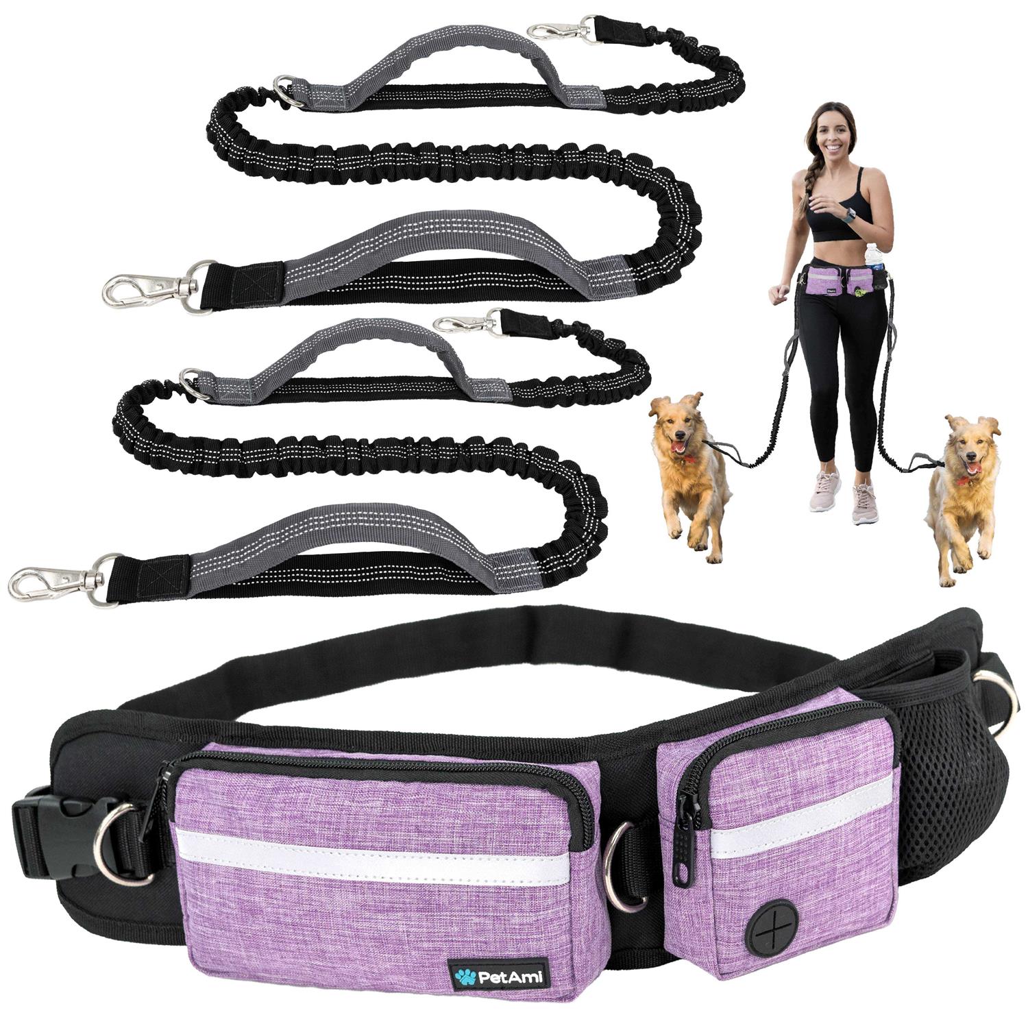 PetAmi Hands Free Dog Leash Dog Running Leash Belt Bag for Walking - Healthber