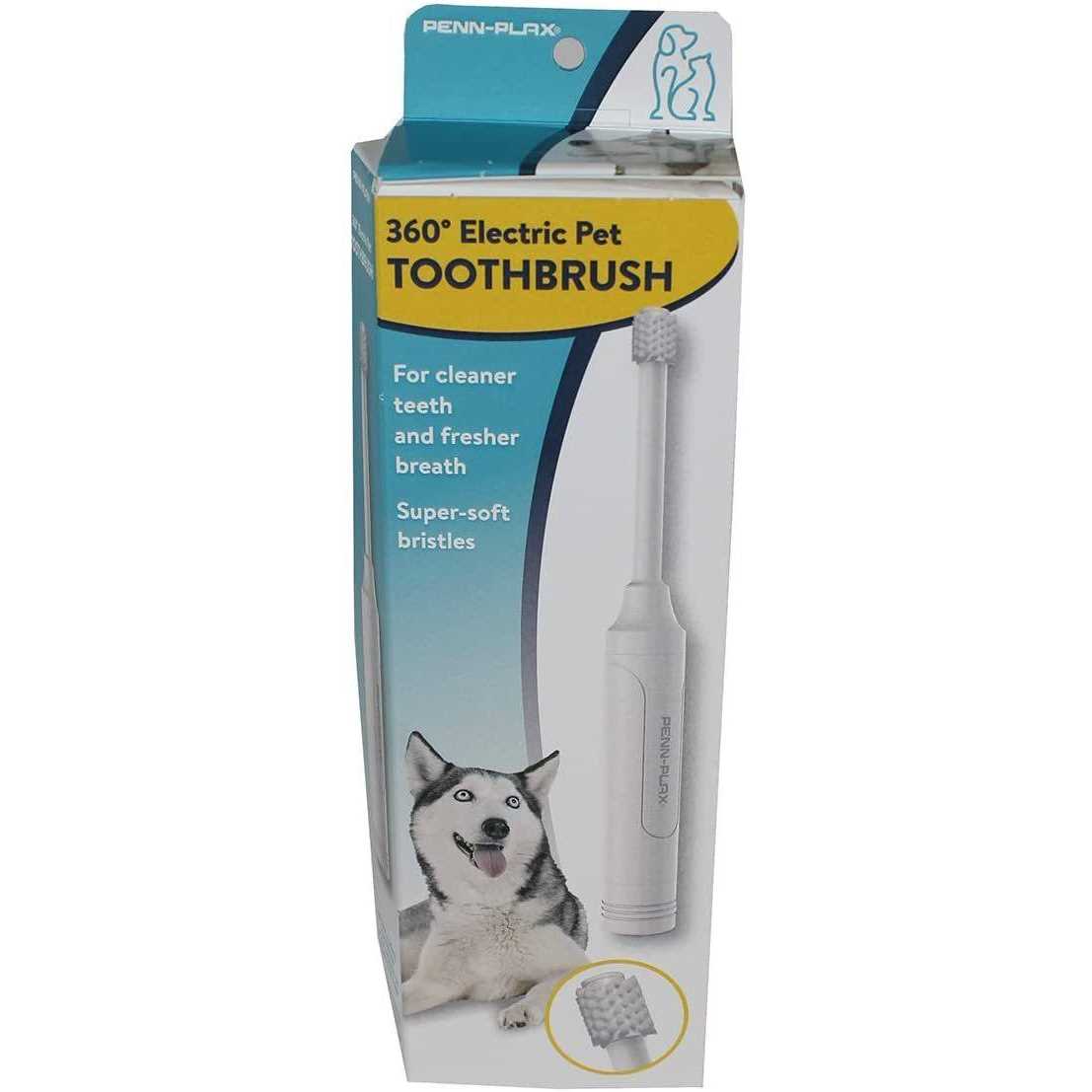 Penn-Plax 360 Electric Pet Toothbrush Battery Operated Super Soft Bristles for Ultimate Comfort Safe for All Dogs and Cats - Healthber
