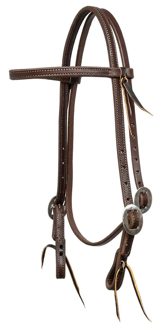 Poplar Head Premium Doubled & Stitched Oiled Harness Browband Headstall - Healthber