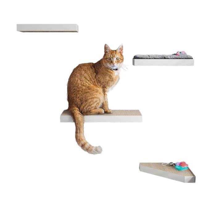 Way Basics Cat Scratcher Floating Shelf Combo - Healthber